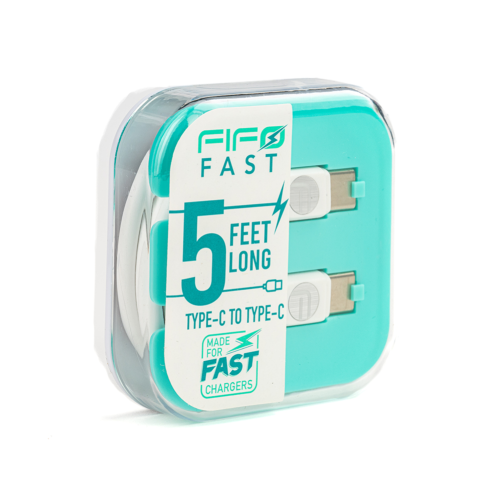 47186-5FT-Type-C-to-Type-C-Cable-Acrylic-Box-Side-1 FIFO - 5FT Type-C to C Cable - Image 1